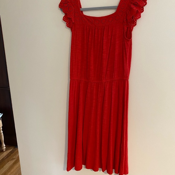 Red midi dress. 100% Cotton. - Picture 2 of 5